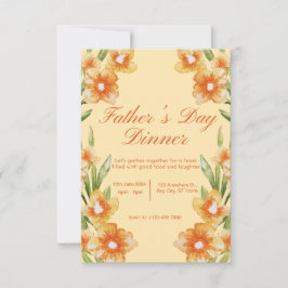 Oranje illustratieve Vaderdag Dinner Invitation Kaart