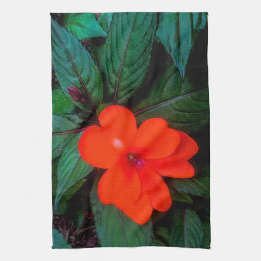 Oranje impatienventilator theedoek (Verticaal)