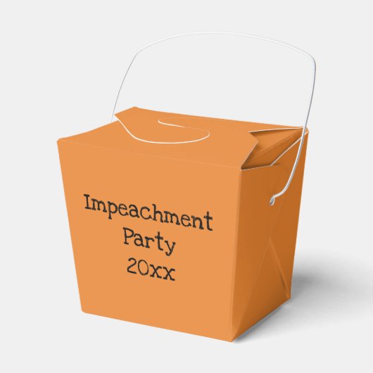 Oranje "Impeachment Party" afhaaldoos Bedankdoosjes (Voorkant Zijde)