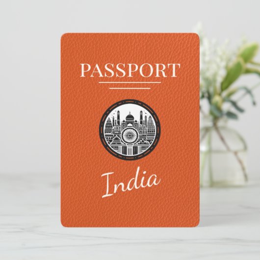 Oranje Indiaas paspoort Bewaar de datum Save The Date (Staand voorkant)