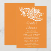 Oranje Indiase Paisley bruidsdouche uitnodiging (Voorkant / Achterkant)