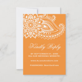 Oranje Indiase Paisley Wedding Website RSVP-kaart RSVP Kaartje