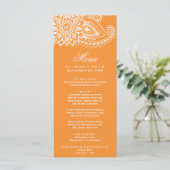 Oranje Indische Paisley-menu Kaart (Staand voorkant)