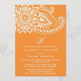 Oranje Indische Paisley Wedding Kaart