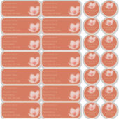 Oranje Individuele naam, adres en envelopverzegeli Sticker (Voorkant)