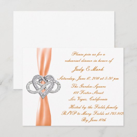 Oranje Infinity Hart repetitie Diner Uitnodiging (Voorkant / Achterkant)