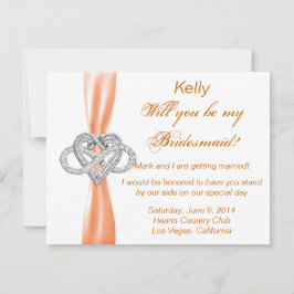Oranje Infinity Heart Bridesmaid Kaart
