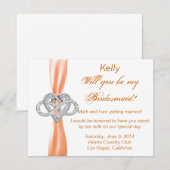 Oranje Infinity Heart Bridesmaid Kaart (Voorkant / Achterkant)