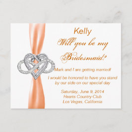 Oranje Infinity Heart Bridesmaid Kaart