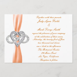 Oranje Infinity Heart bruiloft uitnodiging