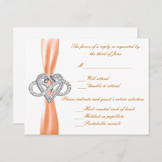 Oranje Infinity Heart Response Kaart (Voorkant / Achterkant)