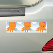 Oranje inktpatroon en blauw golven bumpersticker (Op auto)