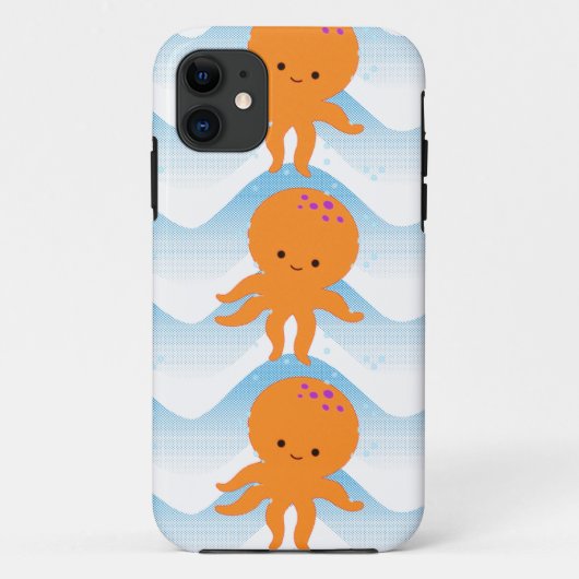 Oranje inktpatroon en blauw golven Case-Mate iPhone case (Achterkant)