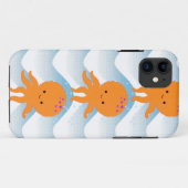 Oranje inktpatroon en blauw golven Case-Mate iPhone case (Achterkant (horizontaal))