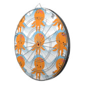Oranje inktpatroon en blauw golven dartbord (Voorkant Rechts)
