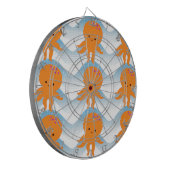 Oranje inktpatroon en blauw golven dartbord (Voorkant Links)