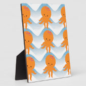 Oranje inktpatroon en blauw golven fotoplaat (Zijkant)