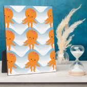 Oranje inktpatroon en blauw golven fotoplaat (Zijkant)