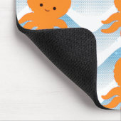 Oranje inktpatroon en blauw golven muismat (Hoek)