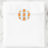 Oranje inktpatroon en blauw golven ronde sticker (Tas)