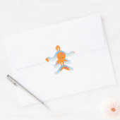 Oranje inktpatroon en blauw golven ster sticker (Envelop)