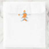 Oranje inktpatroon en blauw golven ster sticker (Tas)