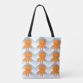Oranje inktpatroon en blauw golven tote bag (Achterkant)