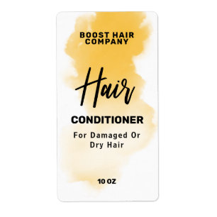 Oranje inktshampoo-conditionerlabels etiket