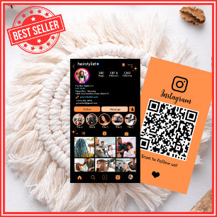 Oranje Instagram Kapsalon QR Sociale Media Visitekaartje