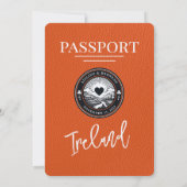 Oranje Ireland Passport Wedding Invitation Kaart (Achterkant)