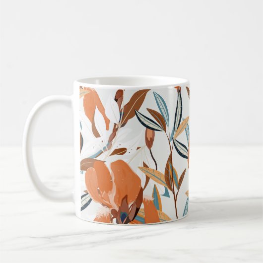 Oranje iris bloemmotief Koffiemok (Links)