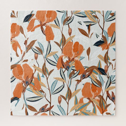 Oranje iris bloemmotief Legpuzzel (Verticaal)