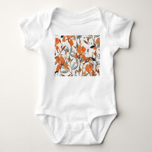Oranje iris bloemmotief Romper (Voorkant)