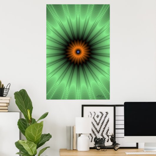 Oranje Iris Fractal Poster (Thuiskantoor)