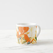 Oranje irissen: naadloos bloemmotief espresso kop (Voorkant rechts)