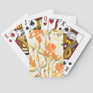 Oranje irissen: naadloos bloemmotief pokerkaarten