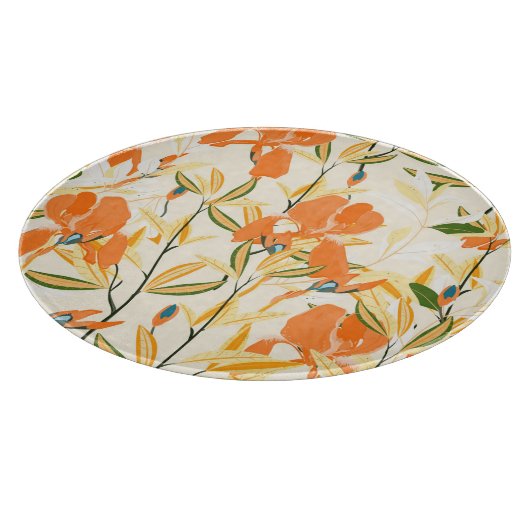 Oranje irissen: naadloos bloemmotief snijplank (Hoek)