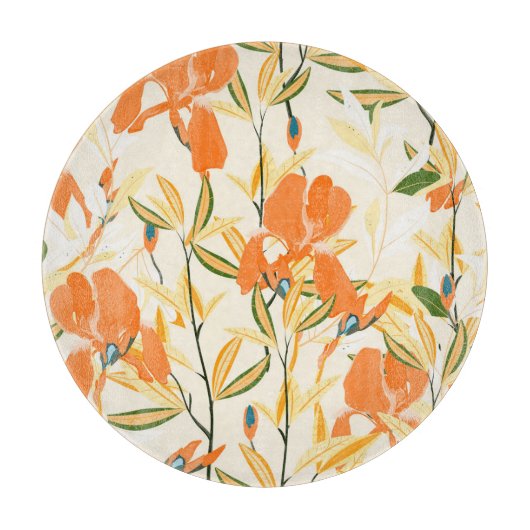 Oranje irissen: naadloos bloemmotief snijplank (Voorkant)