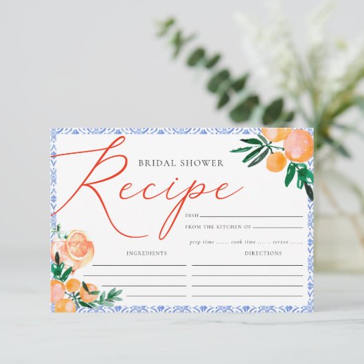 Oranje Italiaans Positano Blauw Vrijgezellenfeest  Informatiekaartje (Staand voorkant)