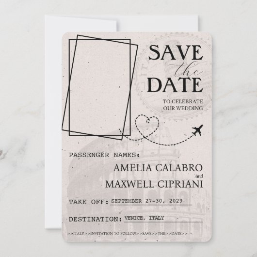 Oranje Italië Paspoort Save The Date (Achterkant)