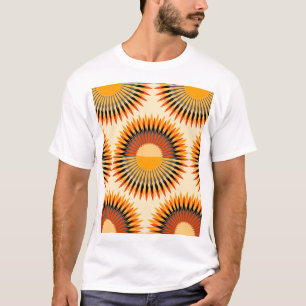 Oranje Ivoor Bloemen Sterren Patroon T-shirt