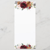 Oranje Ivoor Bourgondië Floral Wedding Menu (Achterkant)