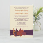 Oranje, ivoren, Paarse, gedreven lederen bruiloft Kaart (Staand voorkant)