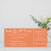 Oranje Jack en Jill Shower Ticket Uitnodiging (Staand voorkant)
