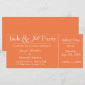 Oranje Jack en Jill Shower Ticket Uitnodiging (Voorkant / Achterkant)