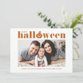 Oranje Jack-o'-lantern Foto Happy Halloween Aankondiging (Staand voorkant)