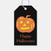 Oranje Jack-O-Lantern Halloween Pumpkin Treat Bag Cadeaulabel (Voorkant)