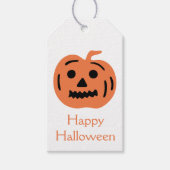 Oranje Jack-O-Lantern Halloween Pumpkin Treat Bag Cadeaulabel (Voorkant)
