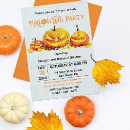 Oranje Jack O Lantern Herfstbladeren Halloween Fee Kaart