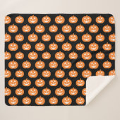 Oranje Jack O Lantern Pumpkin Pattern Halloween Sherpa Deken (Voorkant (horizontaal))